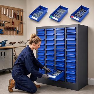40 Drawers Nut and Bolt Organizer, 24.8" H x 8.66" D x 21" W Parts Cabinet,
