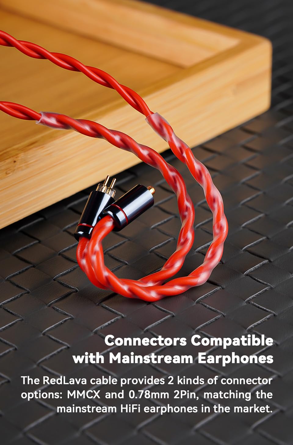RedLava IEM Replacement Cable, Precision-Built with High Purity Copper Using Induction Annealing Technology, Rich Detail & Warm Tones (4.4mm with 2Pin)