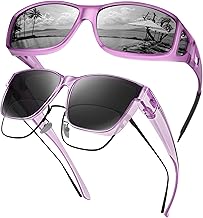URUMQI Polarized Fitover Sunglasses (2 Pack), Wrap Around Sun Glasses for Men Women