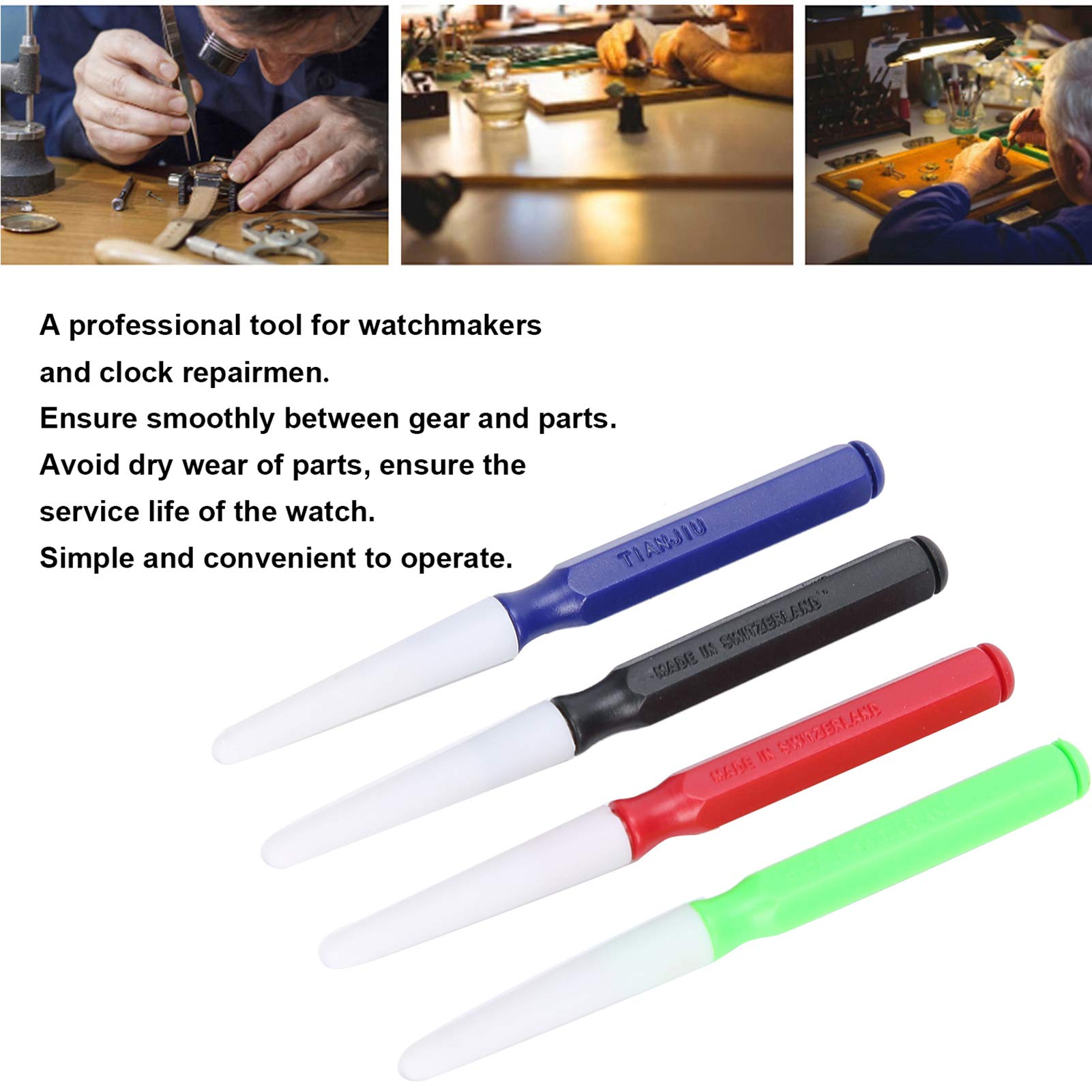 YUYTE 4pcs Watch Lubricant Oiler Oil Pin Pen, Portable Watch Repairing Tool for Watchmakers