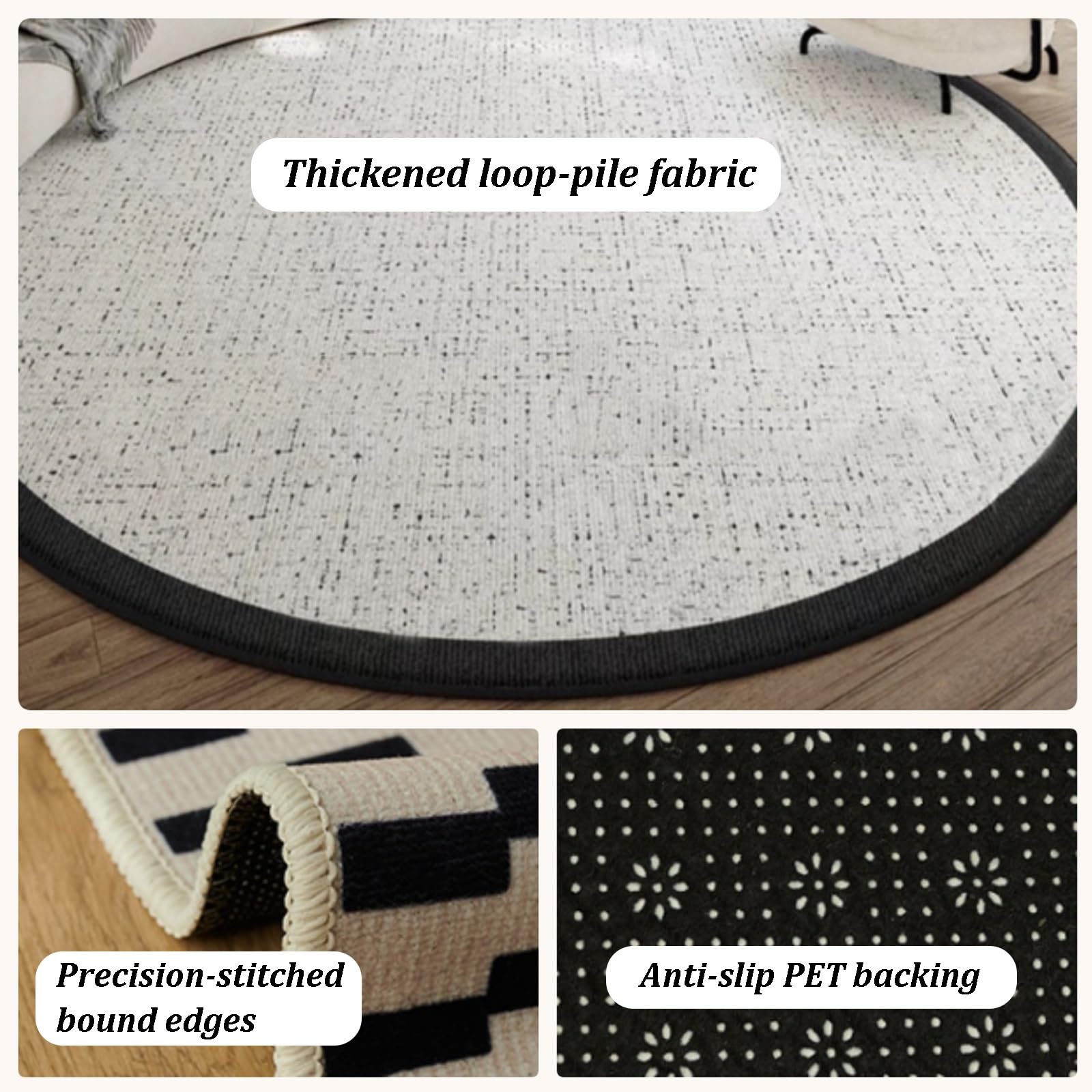 Beheizbare Bodenmatte, Großer Elektrischer Heizteppich Mit Timer Und Heizstufen, Runder Heizteppich Aus Carbon-Kristall-Technologie Für Schlafzimmer, Wohnzimmer(A,240cm)
