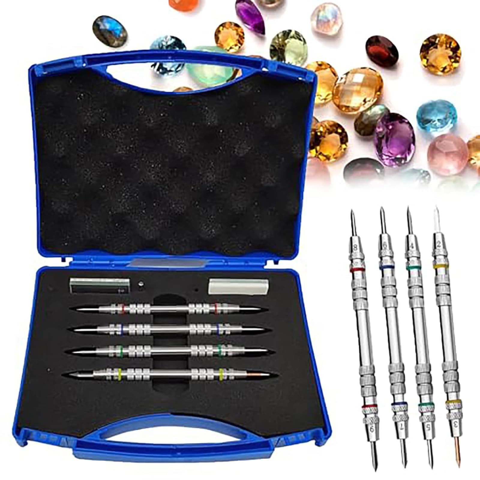 Adtzpc Double-Ended Mohs Hardness Test Kit, 2-9 Scratch Tester Hardness Test Pen with Storage Box, Stainless Steel Mohs Hardness Picks for Testing Mineral Jewellery Jade Glass