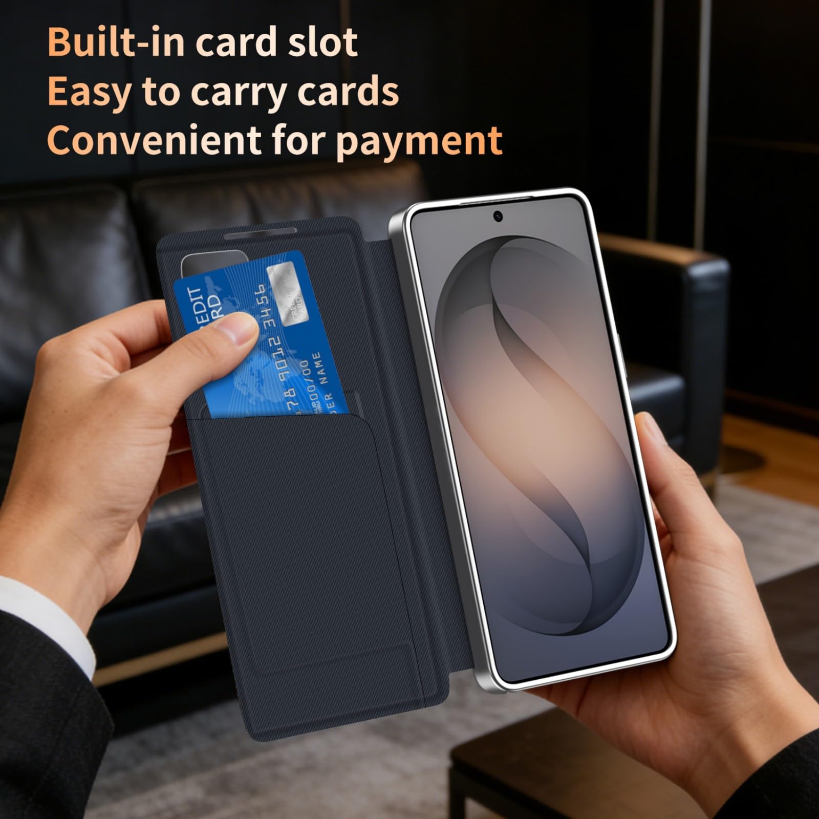 Smart View Flip Funda para Galaxy S26 FE Wallet Case(Marrón)