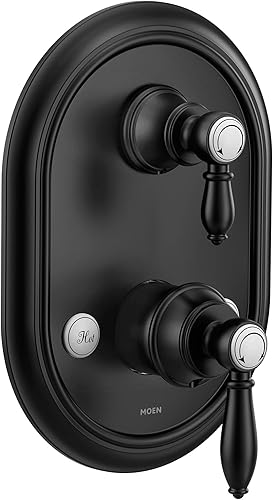 Moen UTS4311BL Weymouth M-CORE - Moldura de ducha de 2 manijas con transferencia integrada requiere válvula negro mate