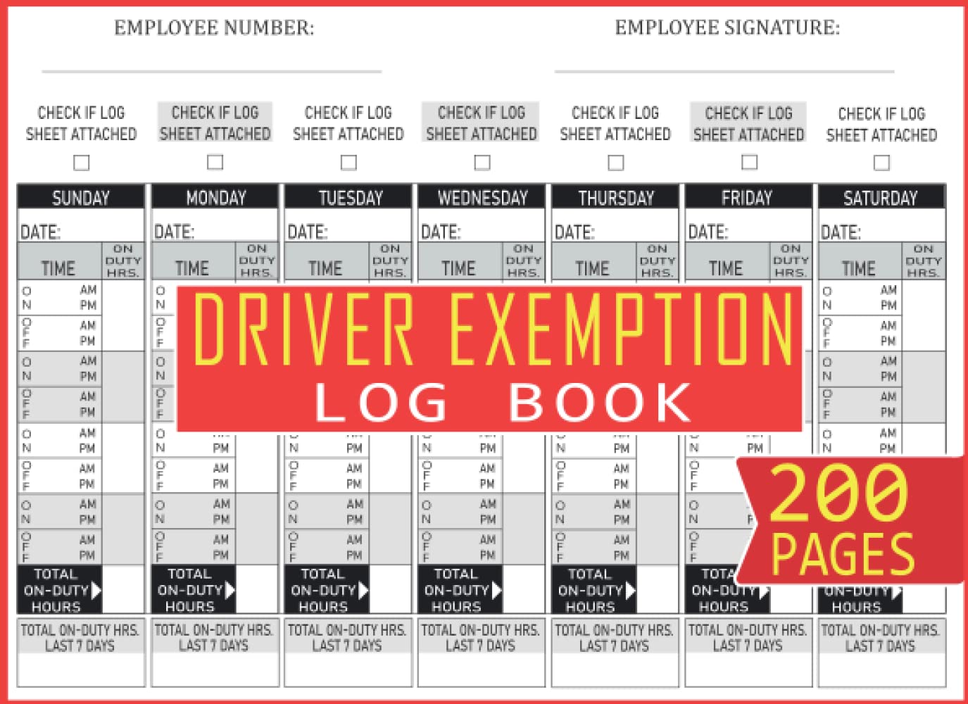 Buy Driver Exemption Log Book Driver's Schedule and Checklist Log with