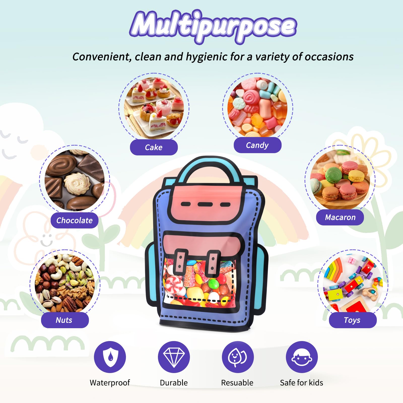 Lot De 30 Sacs Cadeaux D'anniversaire Pour Enfants - Noeud Dessin Animé, Zip, Poignée, Rose