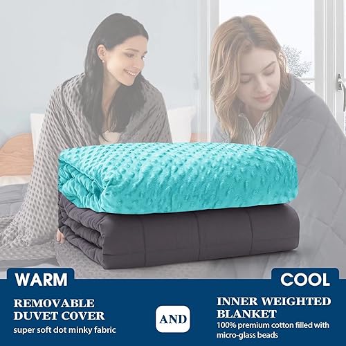 Miniatura 3 de Yescool Manta con peso con funda extraíble, manta con peso tamaño Queen de 15 libras, 60 x 80 pulgadas para adultos, manta pesada con funda de