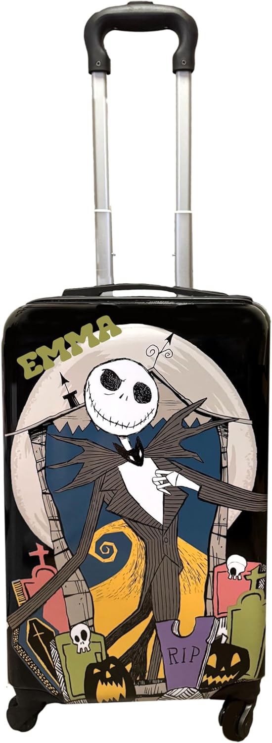 Fast Forward The Nightmare Before Christmas Rolling Luggage Personalized Jack Carry On Size Suitcase Hardshell Extending Handle with Custom Name