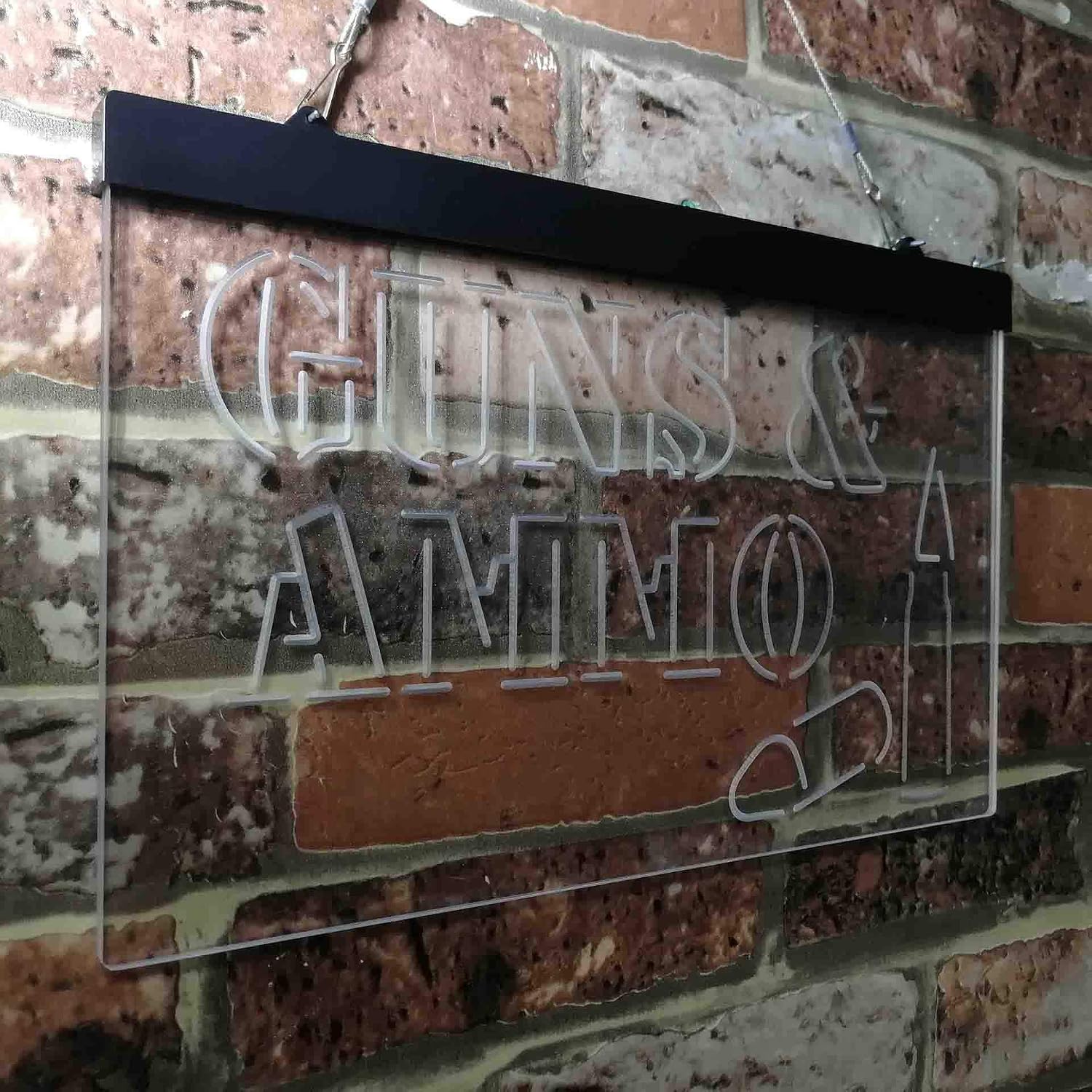 ADVPRO Guns & Ammo Shop Service Dual Color LED Neon Sign White & Blue 24 x 16 Inches st6s64-i3660-wb
