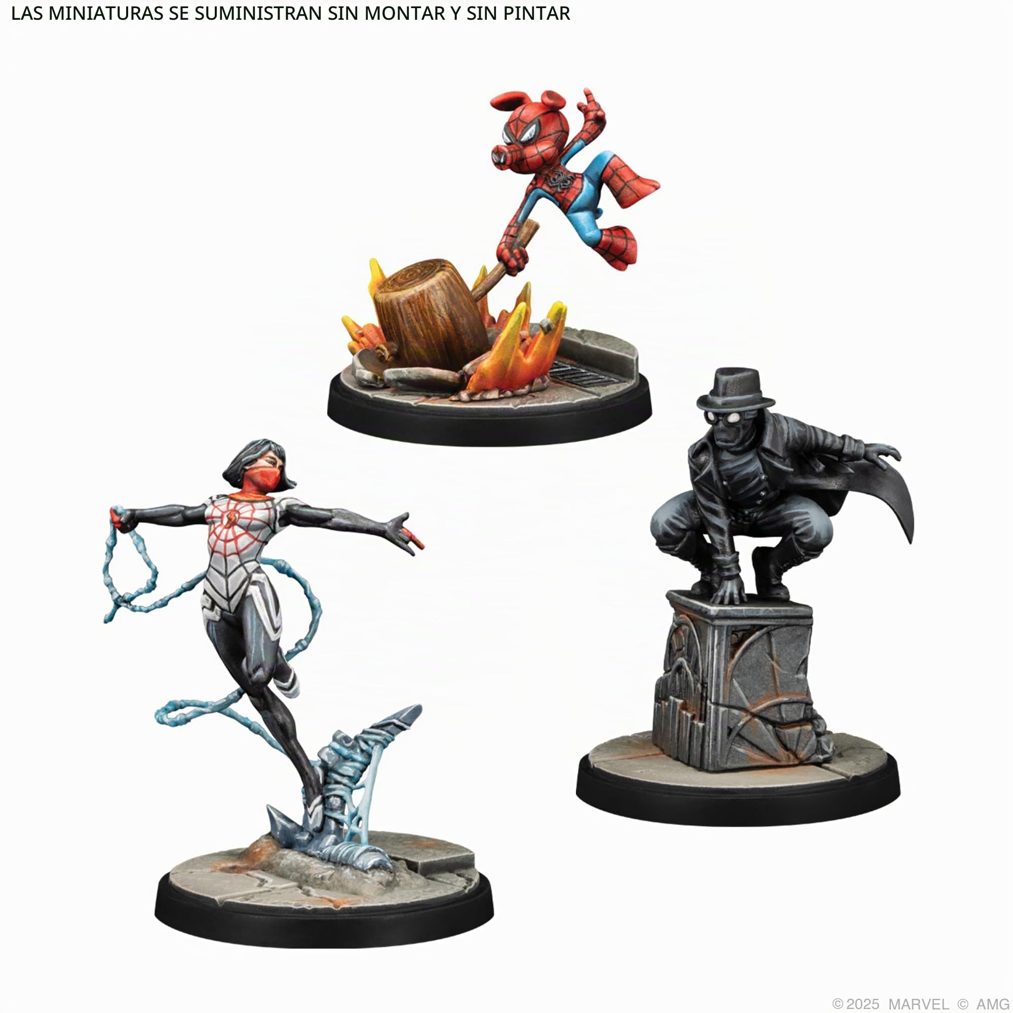 Asmodee Marvel Crisis Protocol: Silk, Spider-Ham & Spider-Man Noir | Expansión, Juego de Miniaturas, A Partir de 14 Años, para 2 Jugadores, 90 Minutos por Partida, Español/Inglés/Francés