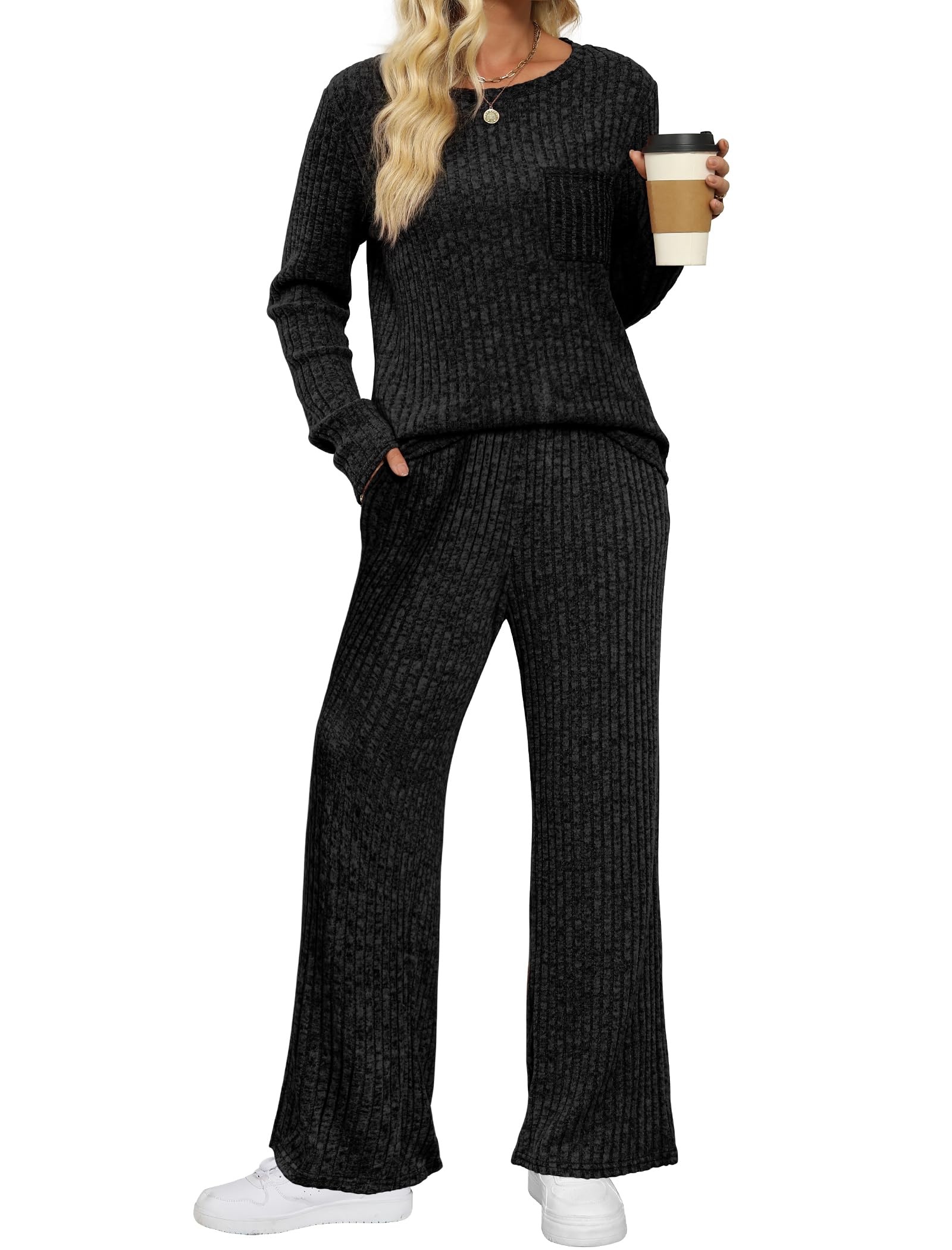 Saloogoe Two Piece Set For Women Lounge Sets Fall Clothes 2024