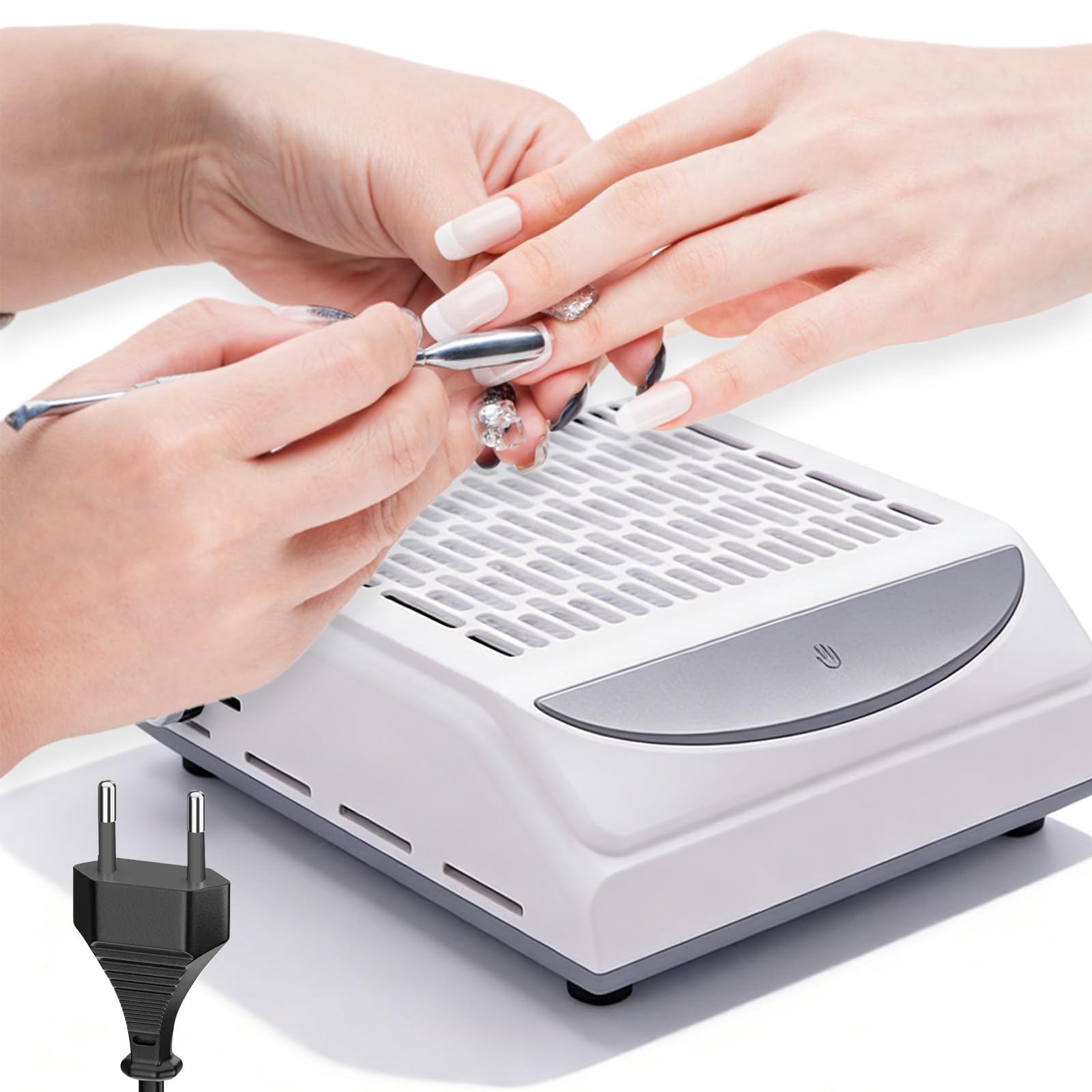 Aspirateur à Manucure Avec Lampe Et Filtre: Aspirateur à Ongle Professionnel, Aspirateur Ongle Faible Bruit Collecteur De Poussière D'ongles De Table Puissant Pour Salon De Manucure Et Maison (Blanc)