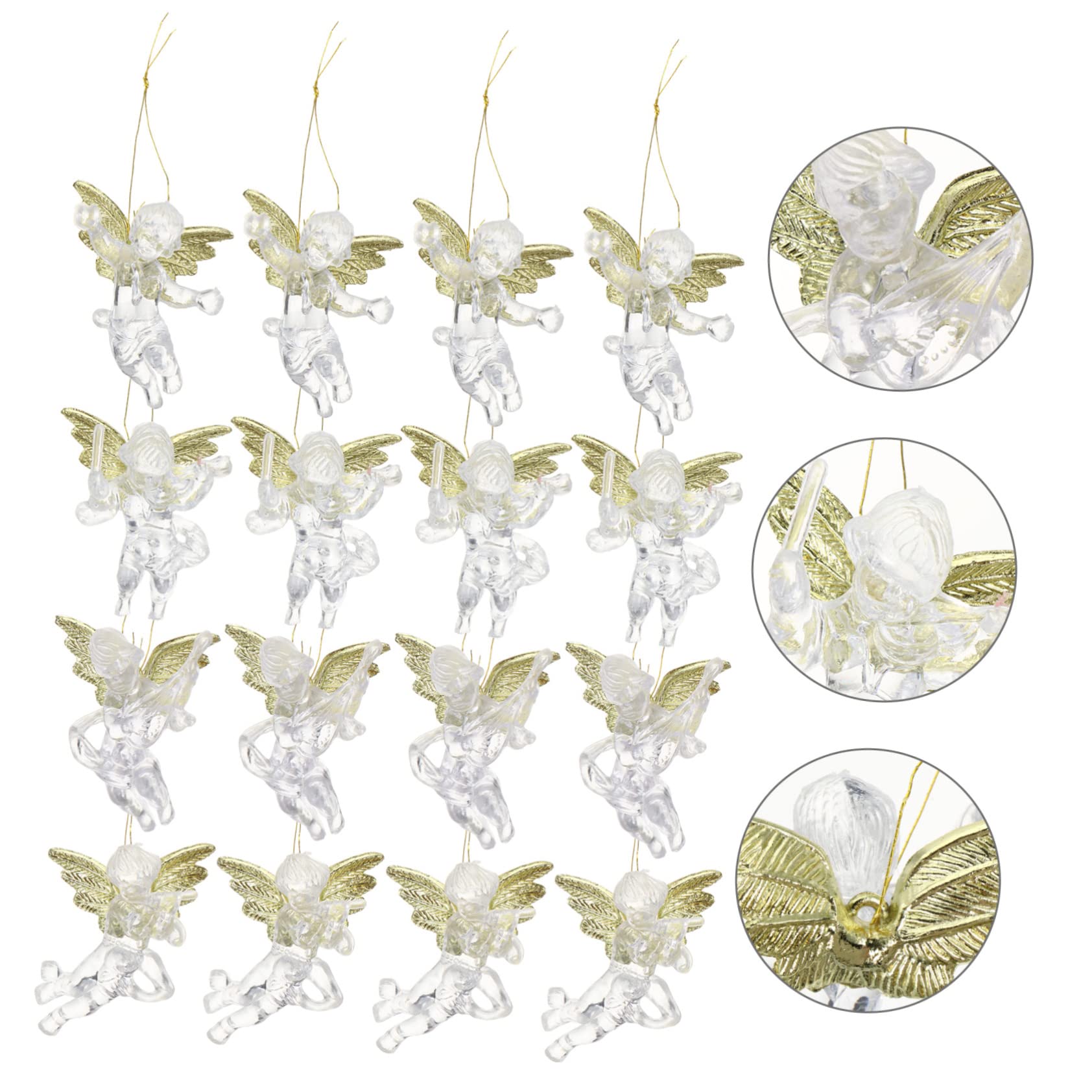 PRETYZOOM 72 Pz ciondolo d'angelo ciondolo albero di natale ornamenti chiari con oro decorazioni natalizie economiche angeli natalizi giocattoli da ragazza arredamento retrò plastica