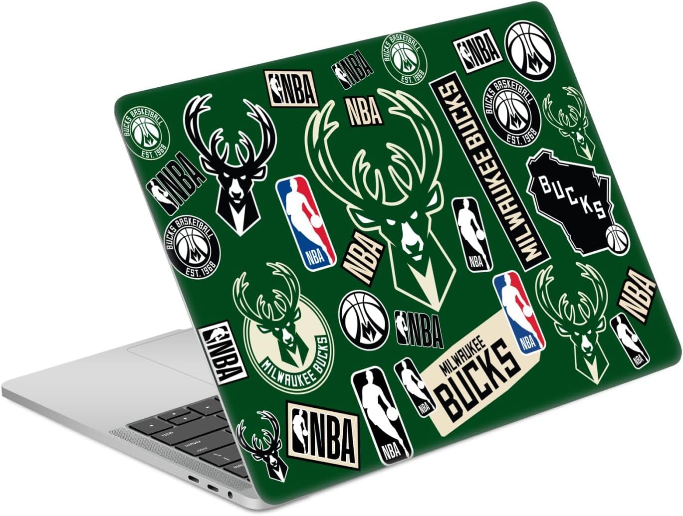 Head Case Designs Officially Licensed NBA Sticker Collage Milwaukee Bucks Vinyl Sticker Skin Decal Cover Compatible with MacBook Pro 13" A1989 / A2159