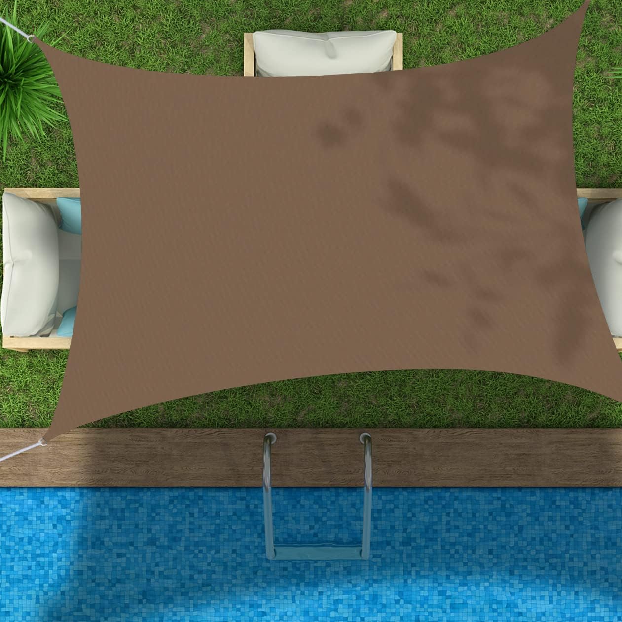 UV Block Rectangle Sun Shade Sail, Waterproof Outdoor Garden Sunscreen Awning Canopy for Patio with 304 Stainless Steel Hardware Kit, Yellow, 6.5'x10'