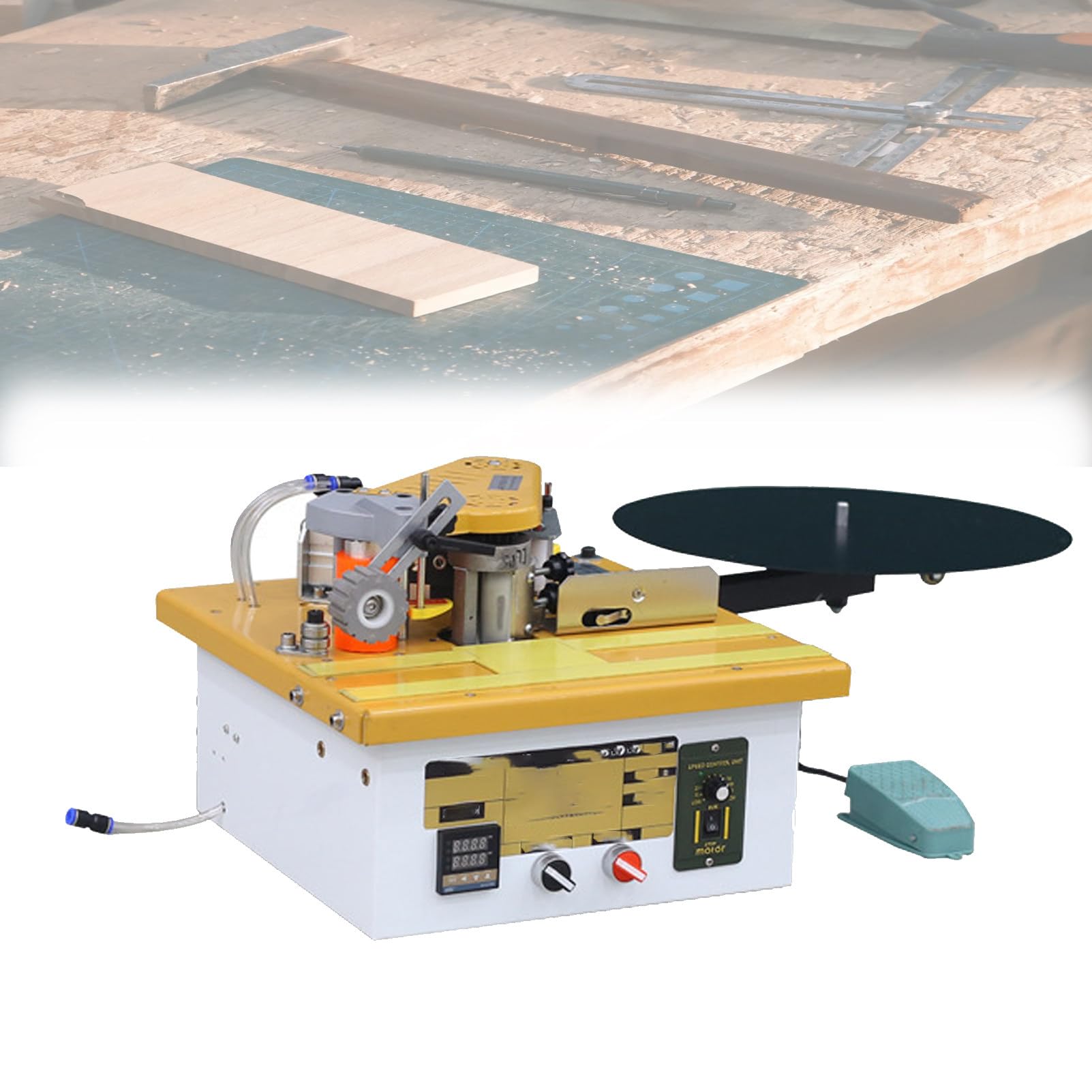 Pnpaea Portable Edge Bander, Bander Curve Straight,1200W Double-Sided Gluing,Right Angle Curve Straight Line, for particleboard, and laminate