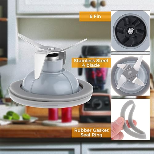 Miniatura 4 de BL1900 - Hoja de licuadora y sellado de juntas de goma, repuesto para licuadora Black Decker 14291600, compatible con BL1900, BL3900, BL4900,