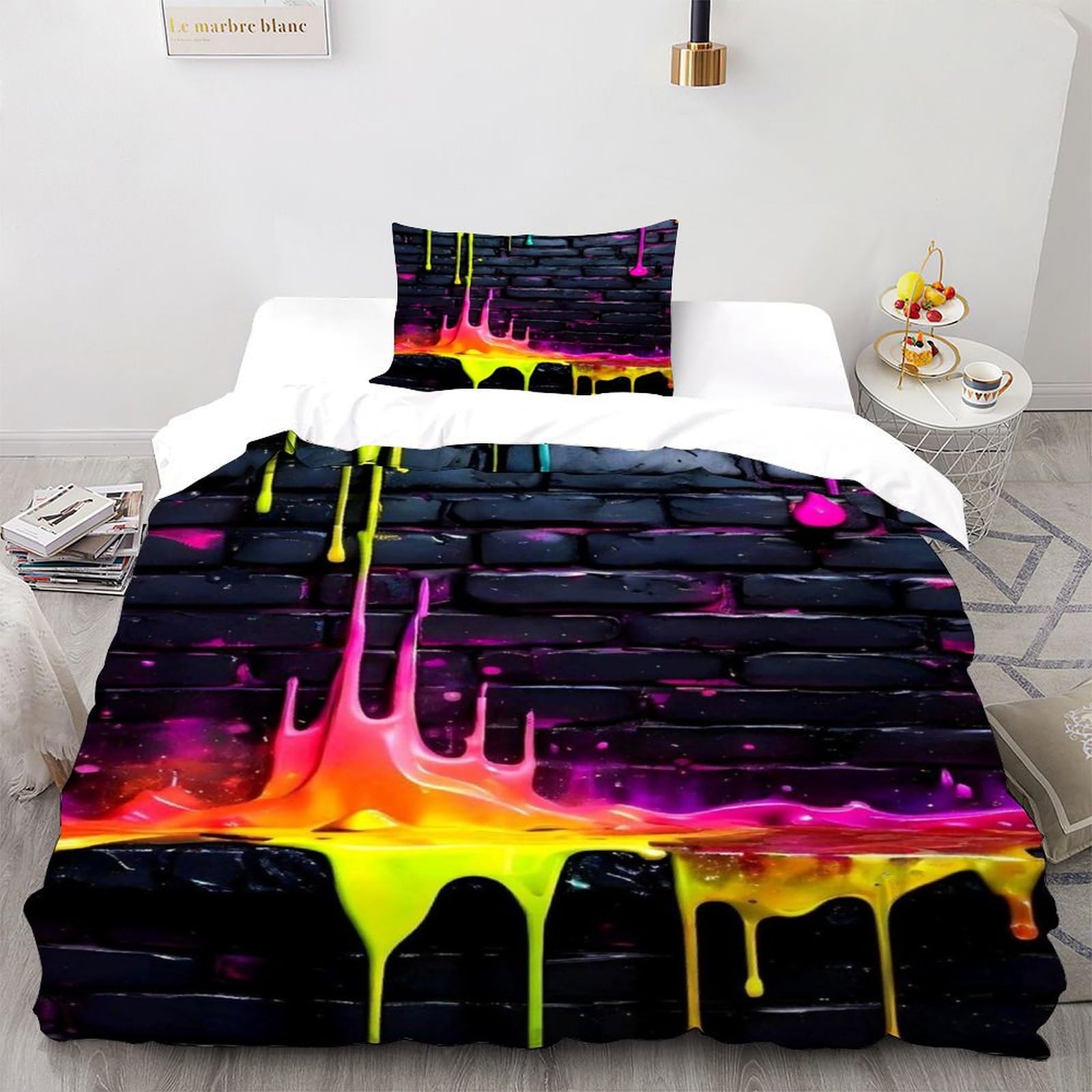 Housse de couette géométrique Magma lit simple confort thermique respirant