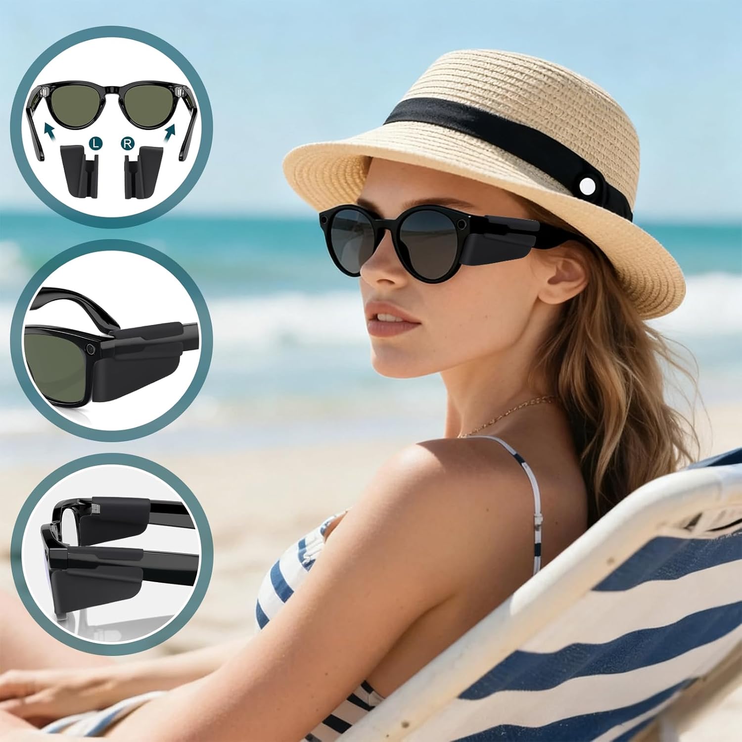 Safety Glasses Side Shields - Silicone Side Shields Compatible with Ray-Ban Meta Wayfarer/Skyler/Headliner Gen 2/Oakley Meta HSTN Smart Glasses Accessories - Image 2