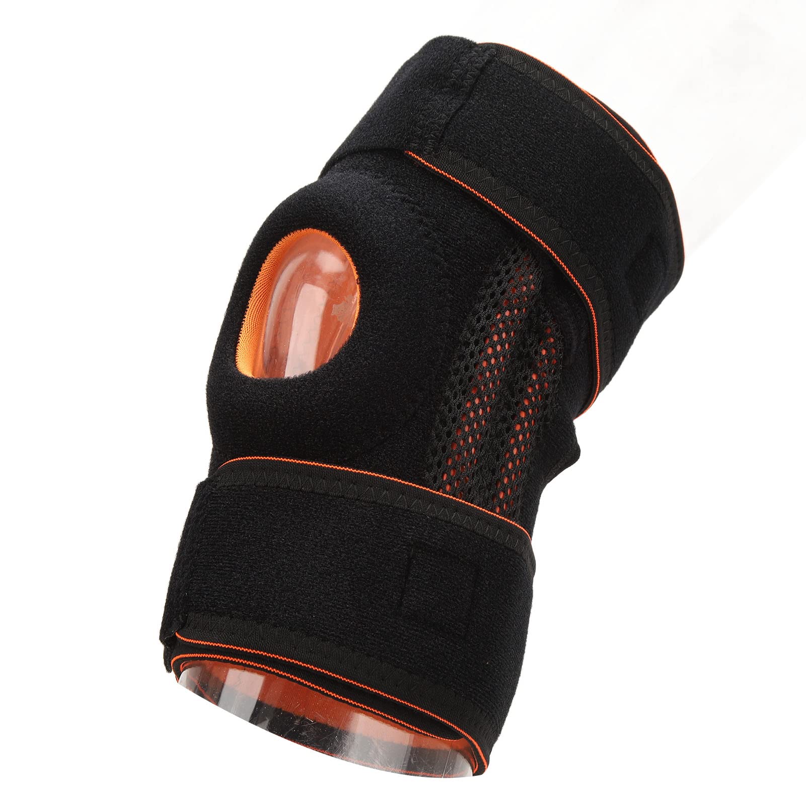 Ochraniacz na Kolano, Czarny Unisex Sporting Ochraniacz na Kolano Regulowana Silikonowa Sprężyna Hollow Open Type Knee Orteza