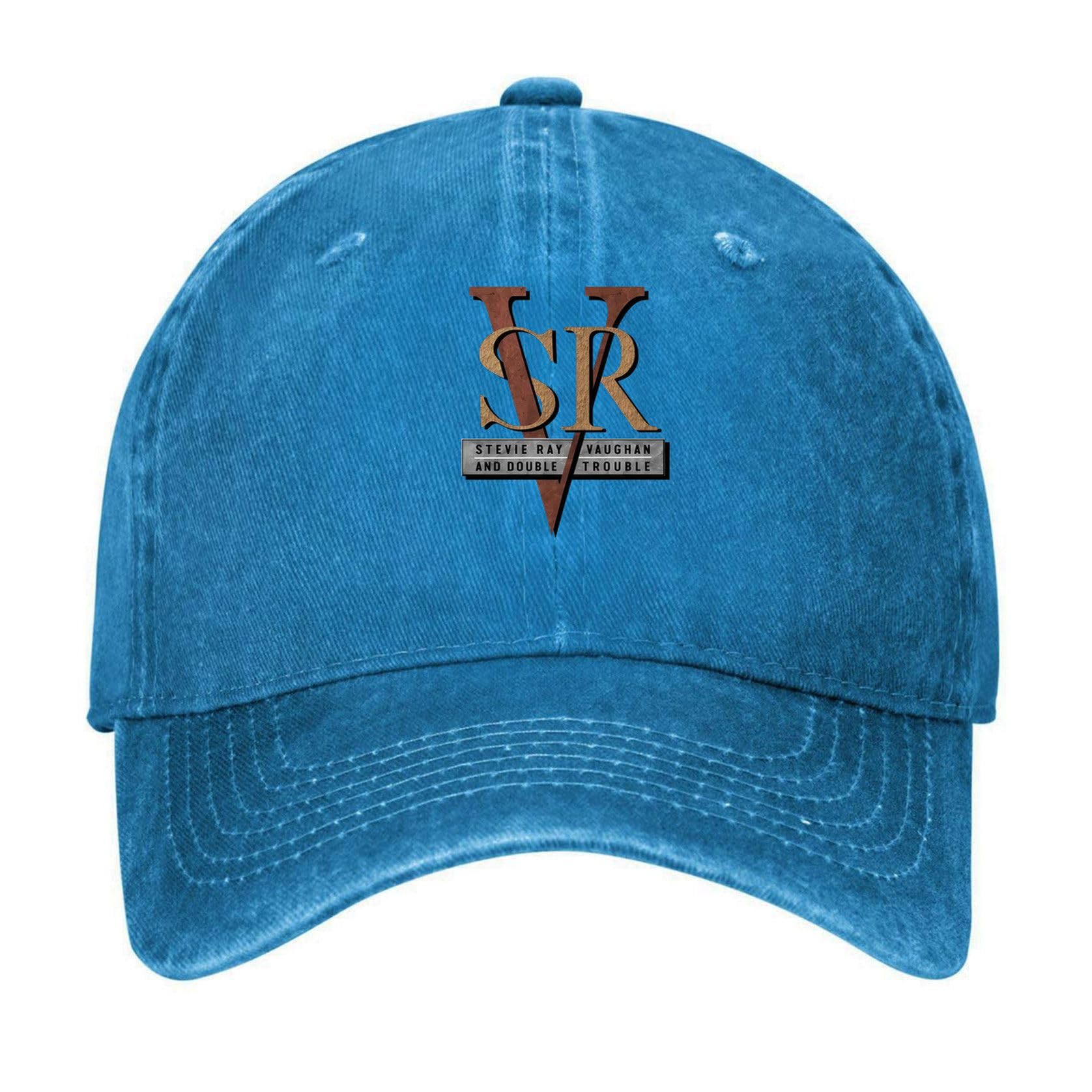 luuchrzz Stevie Ray Vaughan and Double Trouble Logo Blue Vintage Washed Cotton Blank Baseball Cap Adjustable Dad Hat for Men Women