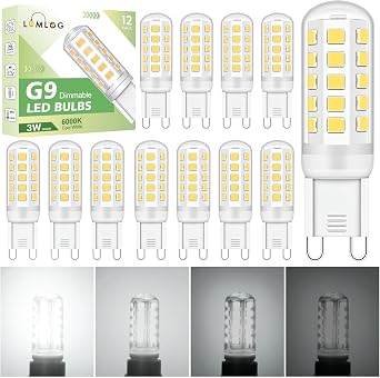 G9 Led Bulbs Cool White, 3W Light Bulbs, Equivalent to 30-40W Halogen, 340Lm, 220-240V No Flicker Dimmable Energy Savingor Lighting Decor 12 Pack [Energy Class E] [Energy Class E]