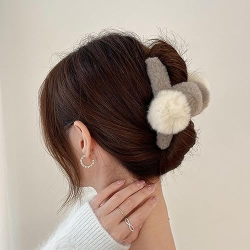 Miniatura 7 de 36 pinzas para el pelo de 4.92 pulgadas grandes y peludas para mujeres y niñas, pinzas de pelo de felpa esponjosa para cabello grueso y fino, pinza