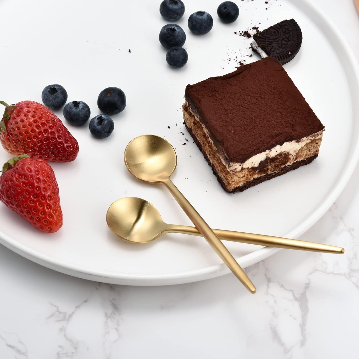 IMEEA Espresso Spoons SUS304 Stainless Steel Gold Coffee Spoons for Dessert, Coffee, Appetizers, 5.1-Inch, Set of 6 (Gold)
