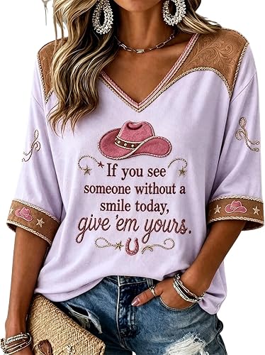 Dolly T Shirts for Women 3/4 Sleeve V Neck Dolly Costume Country Music