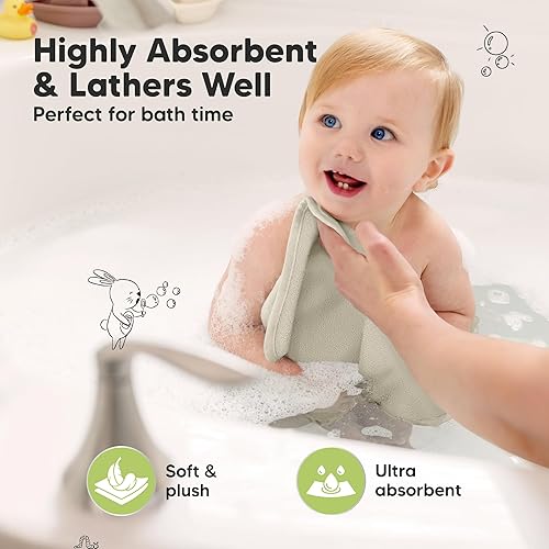 Miniatura 3 de Paquete de 6 paños orgánicos para bebé, viscosa suave de bambú, paños de lavado para bebés, paño de lavado de bebé para recién nacidos, niños,