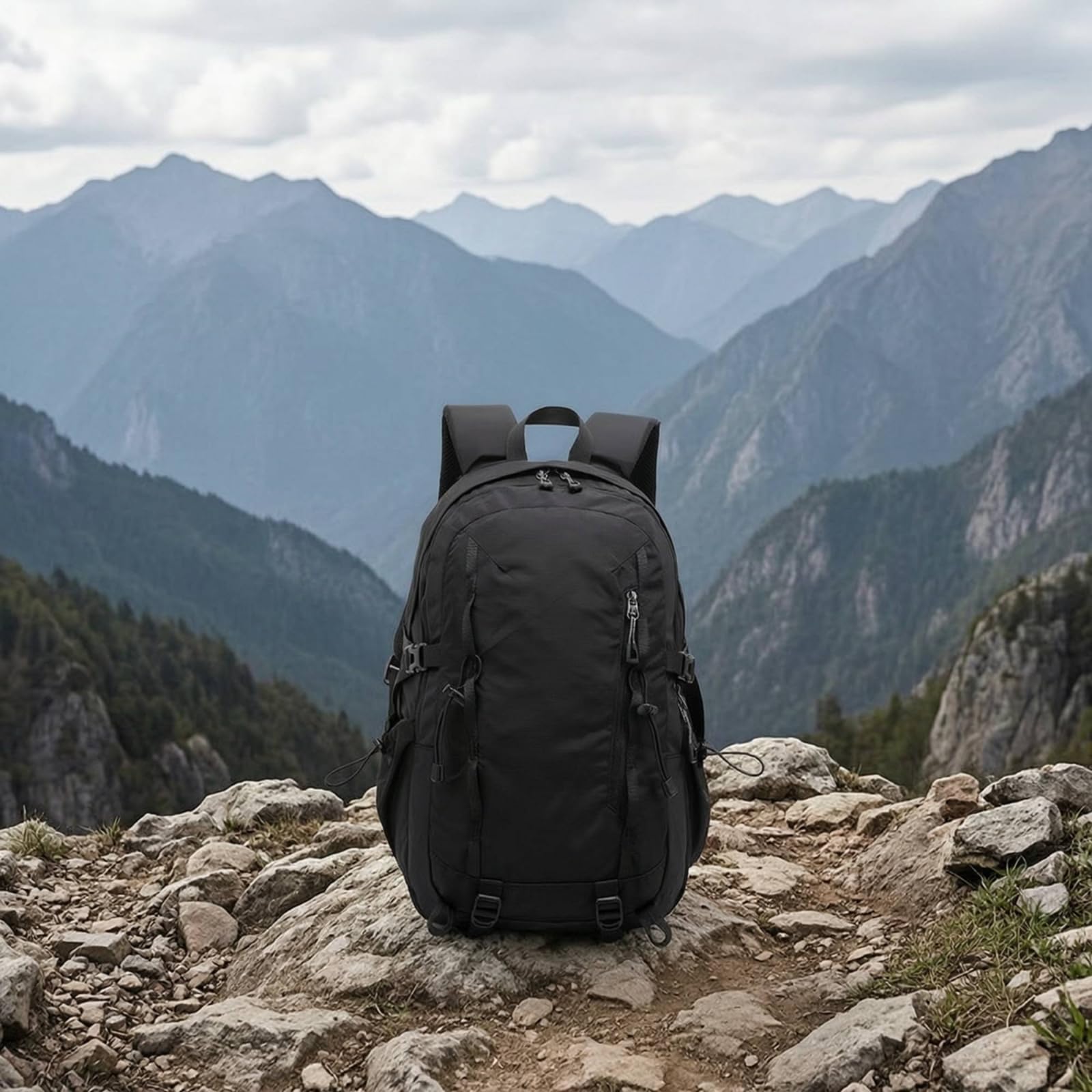 Milageto Zaino con Spallacci Imbottiti Multitasche Zaino con Tasche Laterali Ergonomico Borsa per Pendolari, Viaggio, Array, Nero