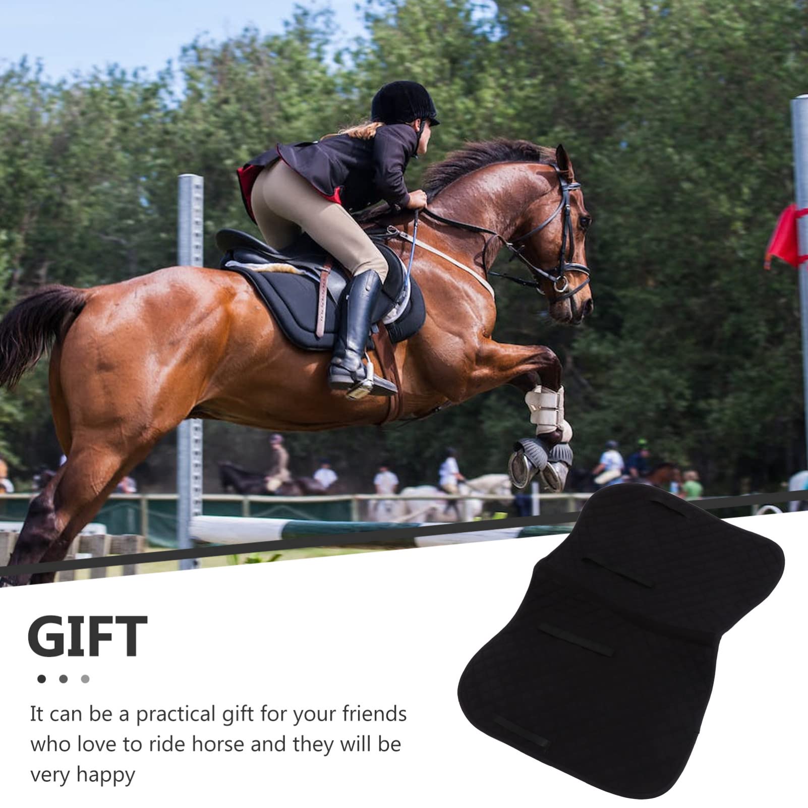 VANZACK Funda de Asiento para Caballo Antideslizante, Acolchada, Cómoda para Montar, de Eva, Algodón y Poliéster, Negra, para Silla de Montar