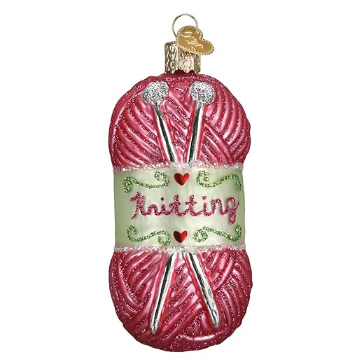 Old World Christmas 32255 Hobbies Gifts Glass Blown Ornaments for Christmas Tree Knitting Yarn, 3.75 Inches