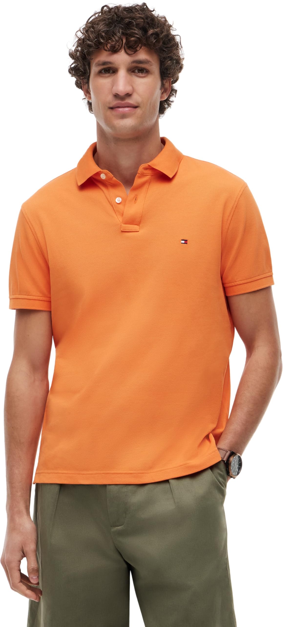 Tommy Hilfiger Men's 1985 Regular Polo Mw0Mw17770, Orange, L