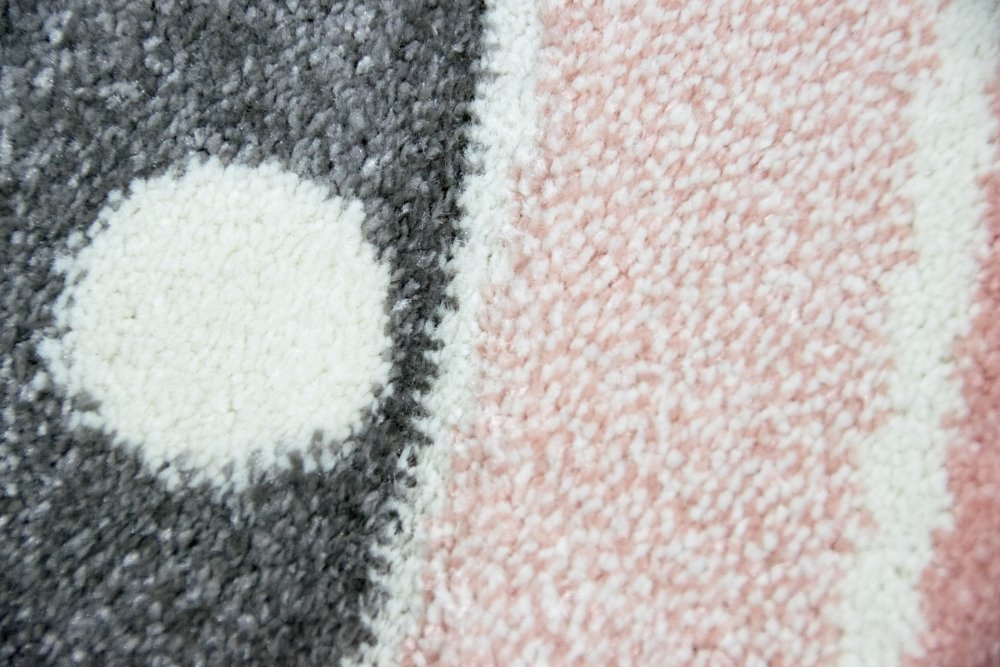 CARPETIA Kinderteppich Kinderzimmerteppich Babyteppich Mädchen runder Teppich mit Stern rosa Creme grau Größe 120 cm Rund