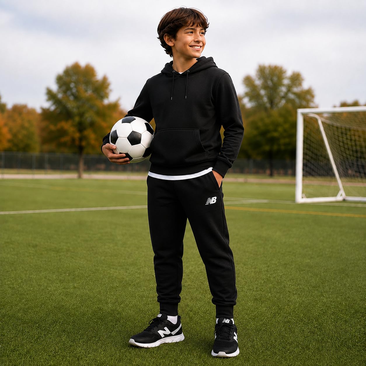 New Balance Pantaloni sportivi per ragazzi, confezione da 2 pezzi, in tricot con elastico in vita, pantaloni sportivi per bambini