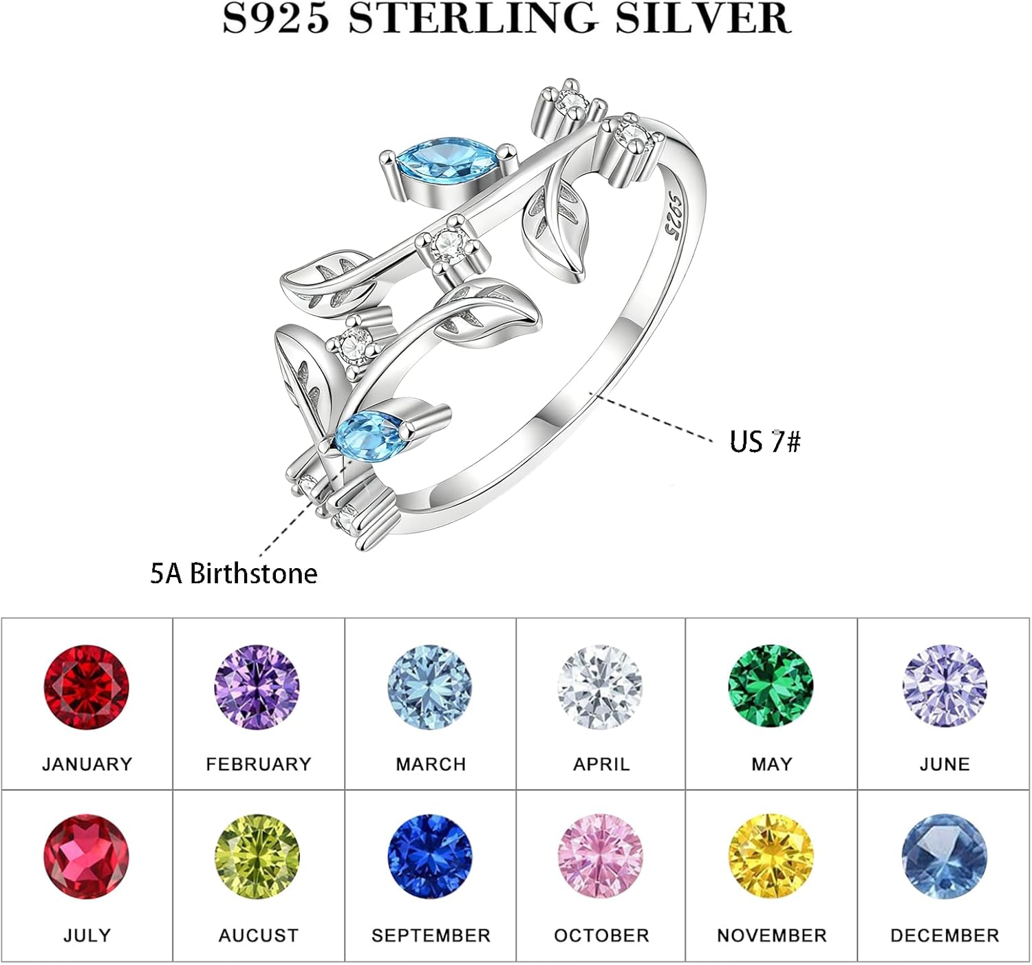 Prismata Hug Rings 925 Sterling Silver Hug Ring with 12 Months Birthstone Always with You Ring Valentine's Jewelry Gifts for Women Her Love One - Image 6