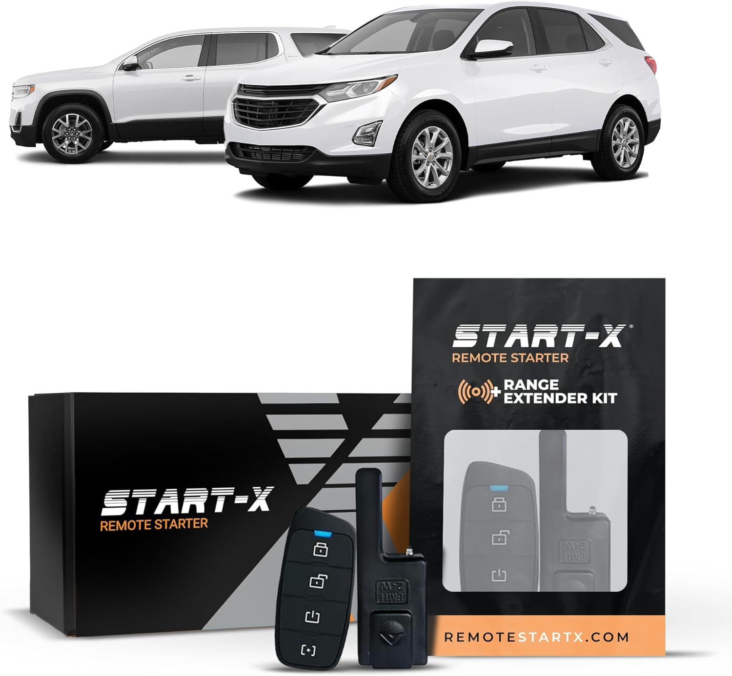 Start-X Remote Starter Kit + 3000ft 2 Way Range Extender for Chevy Equinox/Traverse/GMC Terrain (2018, 2019, 2020, 2021, 2022, 2023, 2024) & GMC Acadia (2017-24) Vehicles with Push-to-Start Ignition