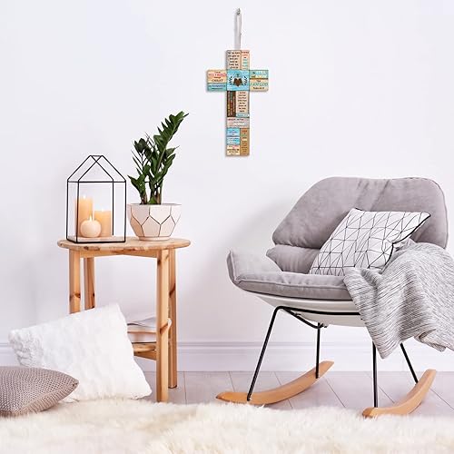 Miniatura 6 de Jetec Christians Cross - Decoración de pared con versículo bíblico de fe, centros de mesa, centros de mesa, letrero de pared de granja para el