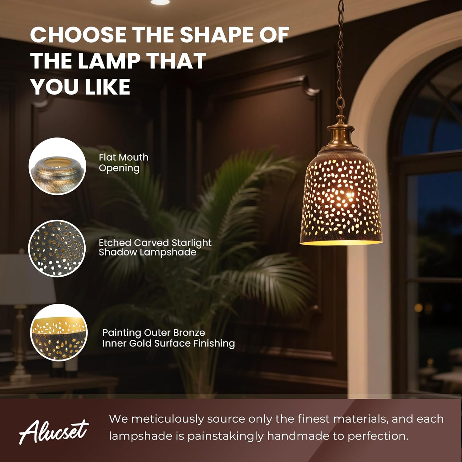 Ceiling fan light covers 4 Pack replacements with 1.6" Fitter, ALUCSET 5.6" Height and 5"Diameter, Metal Bell Shaped light fixture cover Fits pendant light shade Chandeliers Wall Sconces Lights