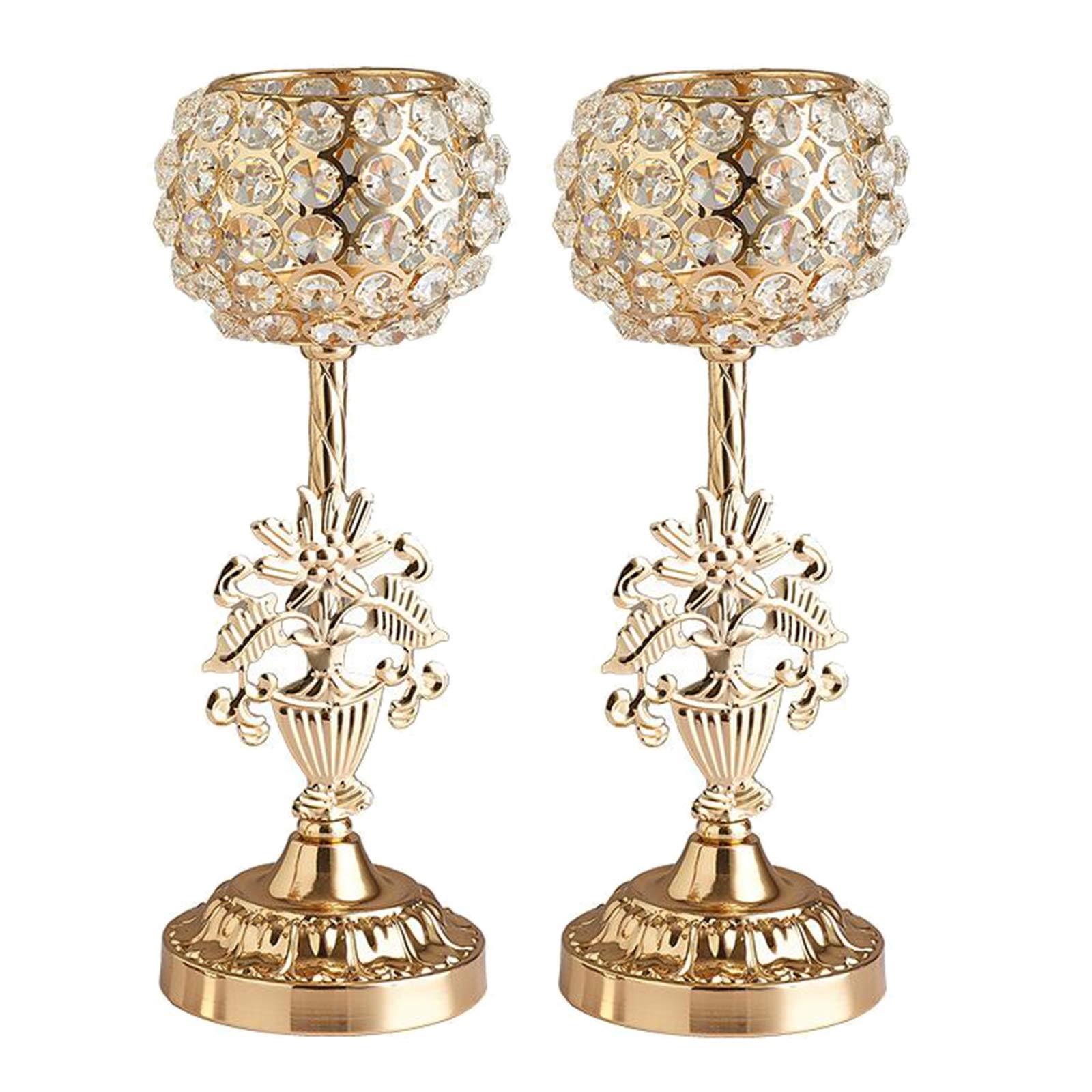 2pcs Crystal Wedding Oro Candela portacandele in Metallo candelsick uffici Decor