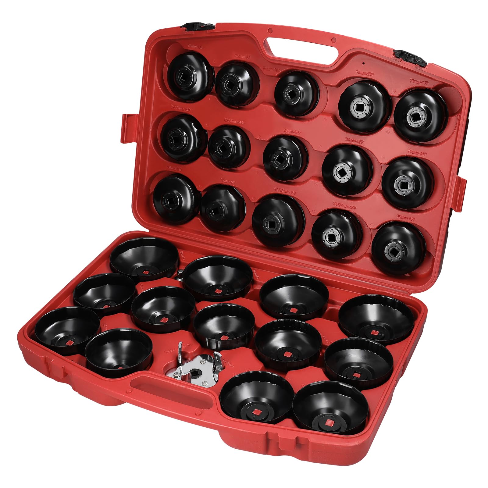 Lot de 30 clés à douille de retrait de filtre à huile 1/2" 12,5 mm - Kit d'outils de retrait de filtre à carburant de voiture - Accessoires d'entretien et de réparation de voiture