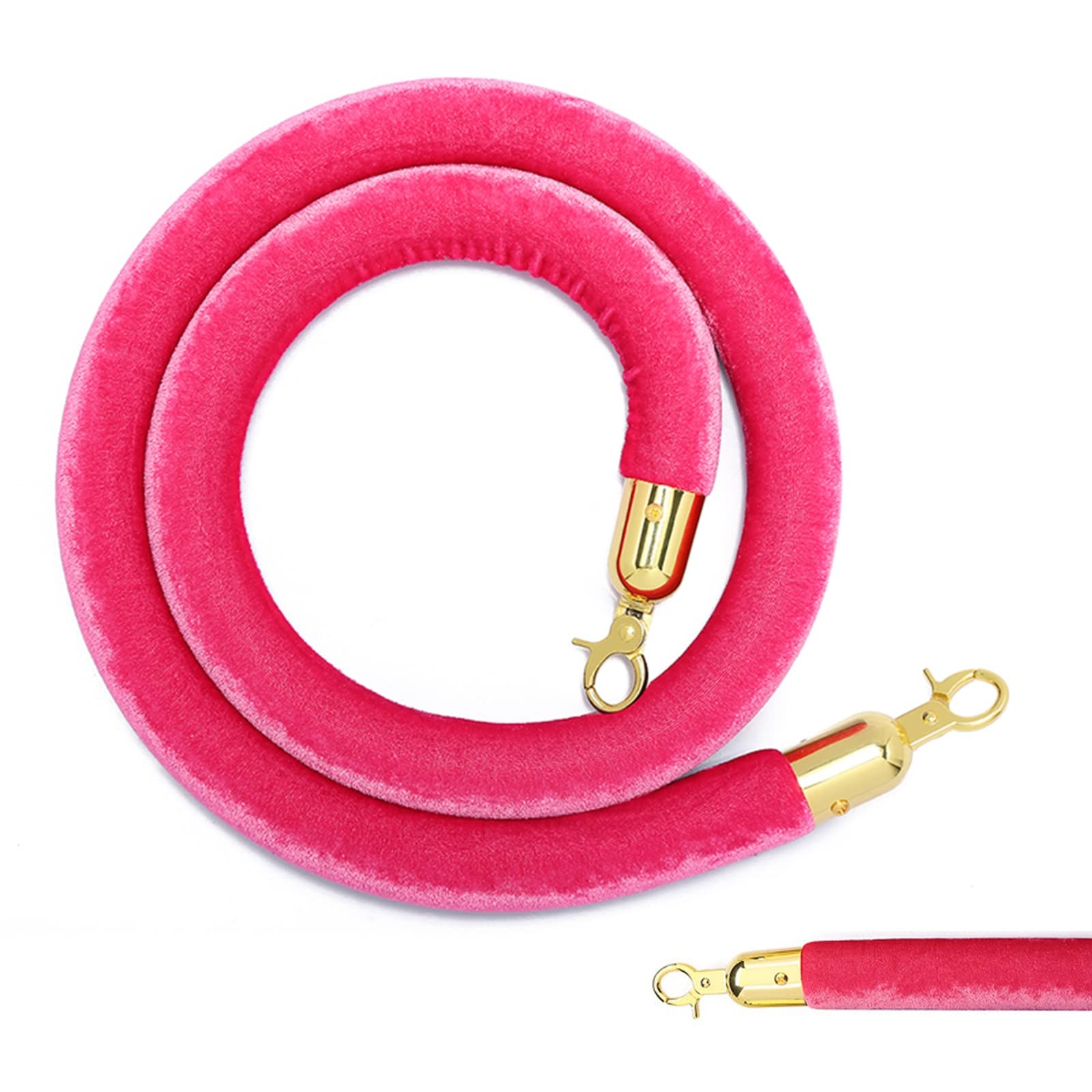 Guardrail rope， Barrier Ropes with Stainless Steel Hooks, Hospital/Bank Crowd Control Queue Stanchion Rope, for Hotel Celebration(Pink,0.6M/24Inch/2Ft)