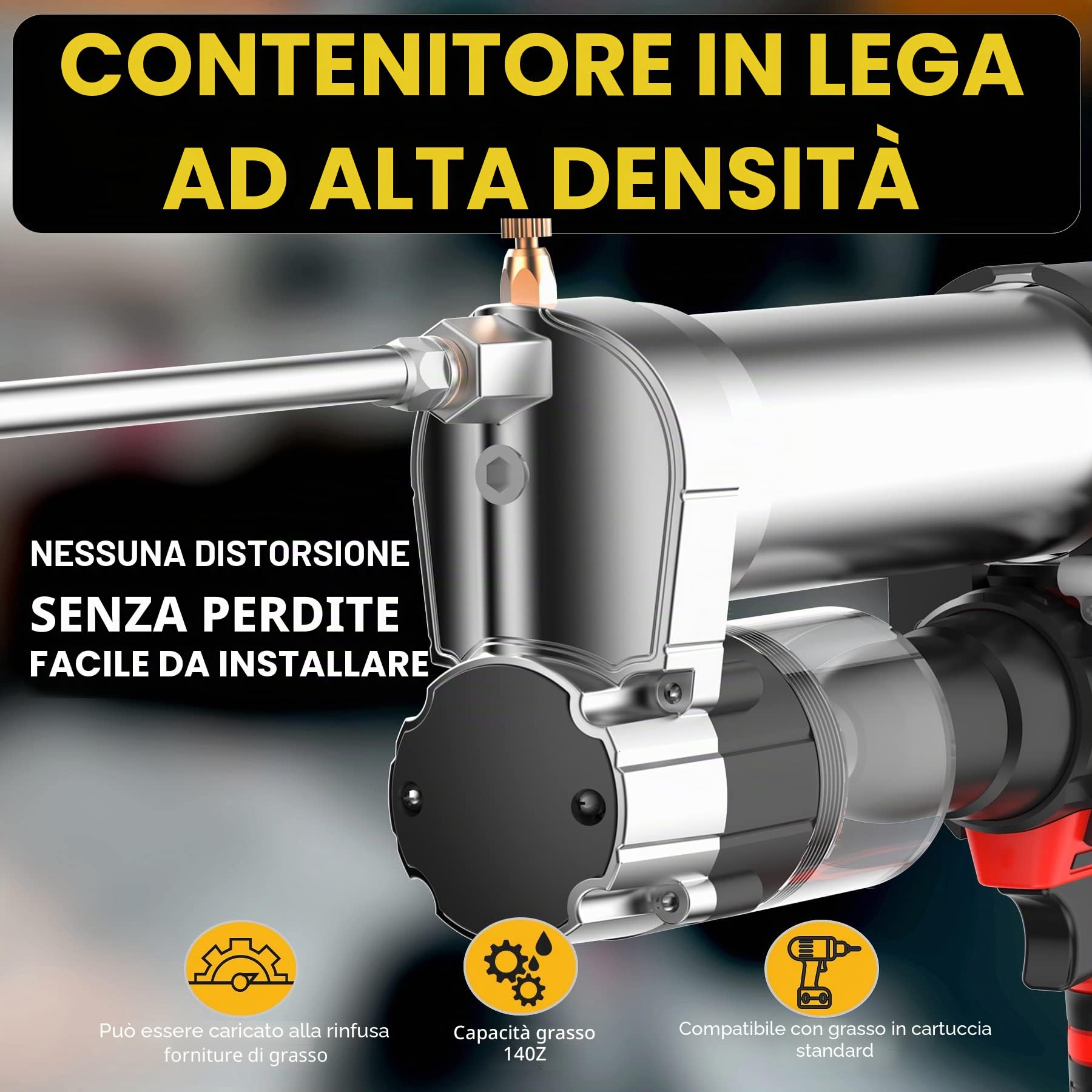 Adattatore per Trapano Elettrico per Pistola a Grasso con carico da 414 g, accoppiatore per Pistola a Grasso bloccabile, Tubo ad Alta Pressione da 30,5 cm, Tubo di prolunga Rigido, Strumento