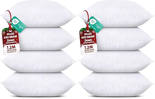Throw Pillows (Set of 4, White), 20 x 20 Inches