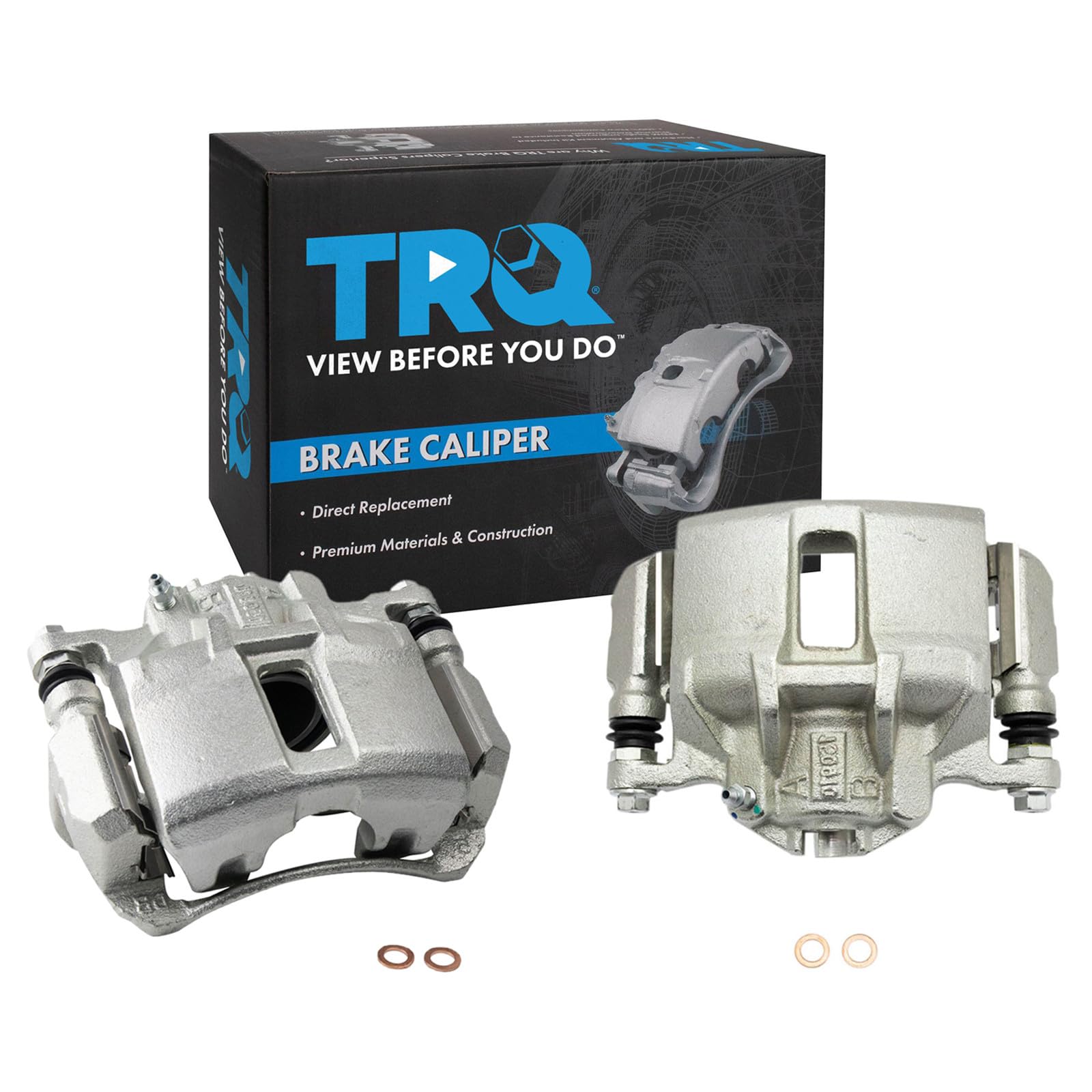 TRQ Front Brake Caliper Set Zinc Coated Brackets Hardware Compatible with 2003-2007 Honda Accord