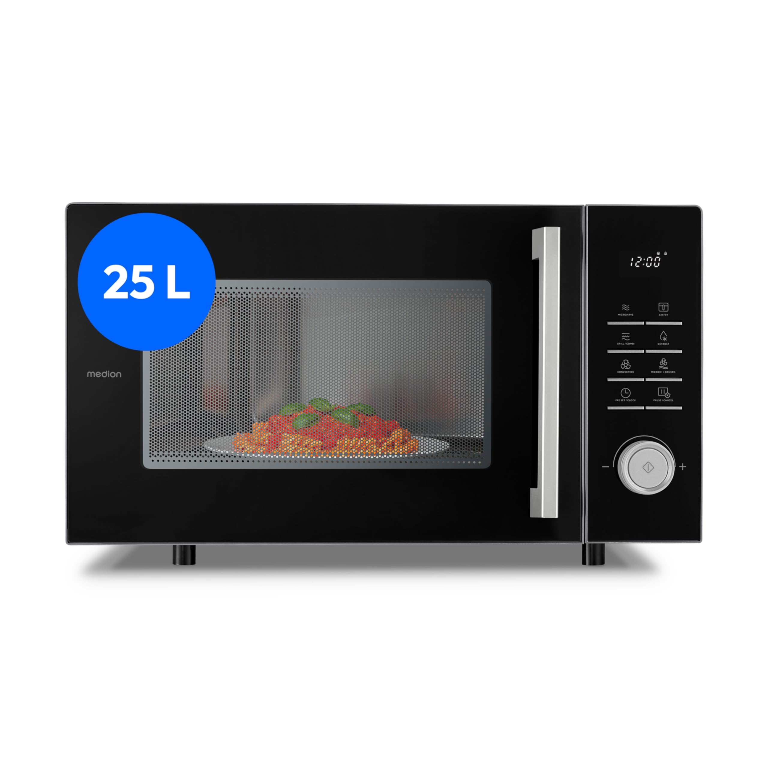 MEDION Mikrowelle mit Grill und Heißluft, Airfryer, 25 Liter, 900 W, MD12231 hell grau