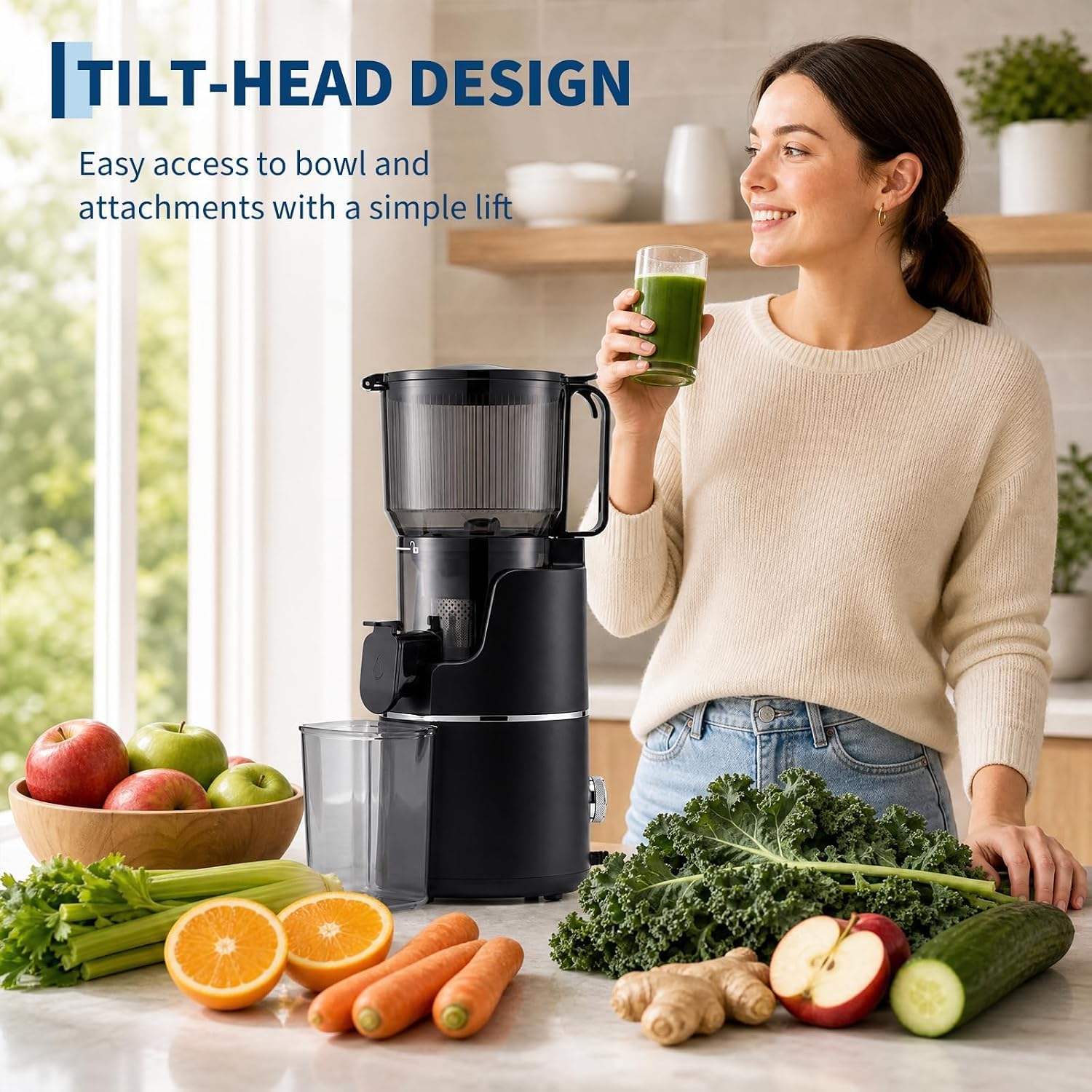 GarveeHome Estrattore di succo Slow Juicer, 250 W, spremuto a freddo, per