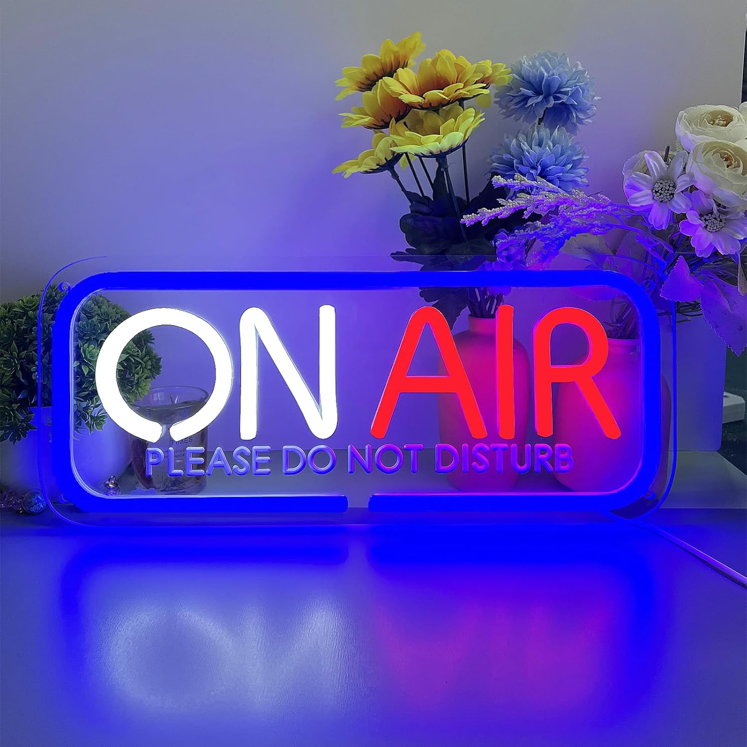 ON AIR Neon Sign - Bright LED Studio Light for Streaming Room, Podcast Decor, USB Powered, Dimmable Recording Light, Wall Mount & Desk Stand(16x7 Inch) - Image 4