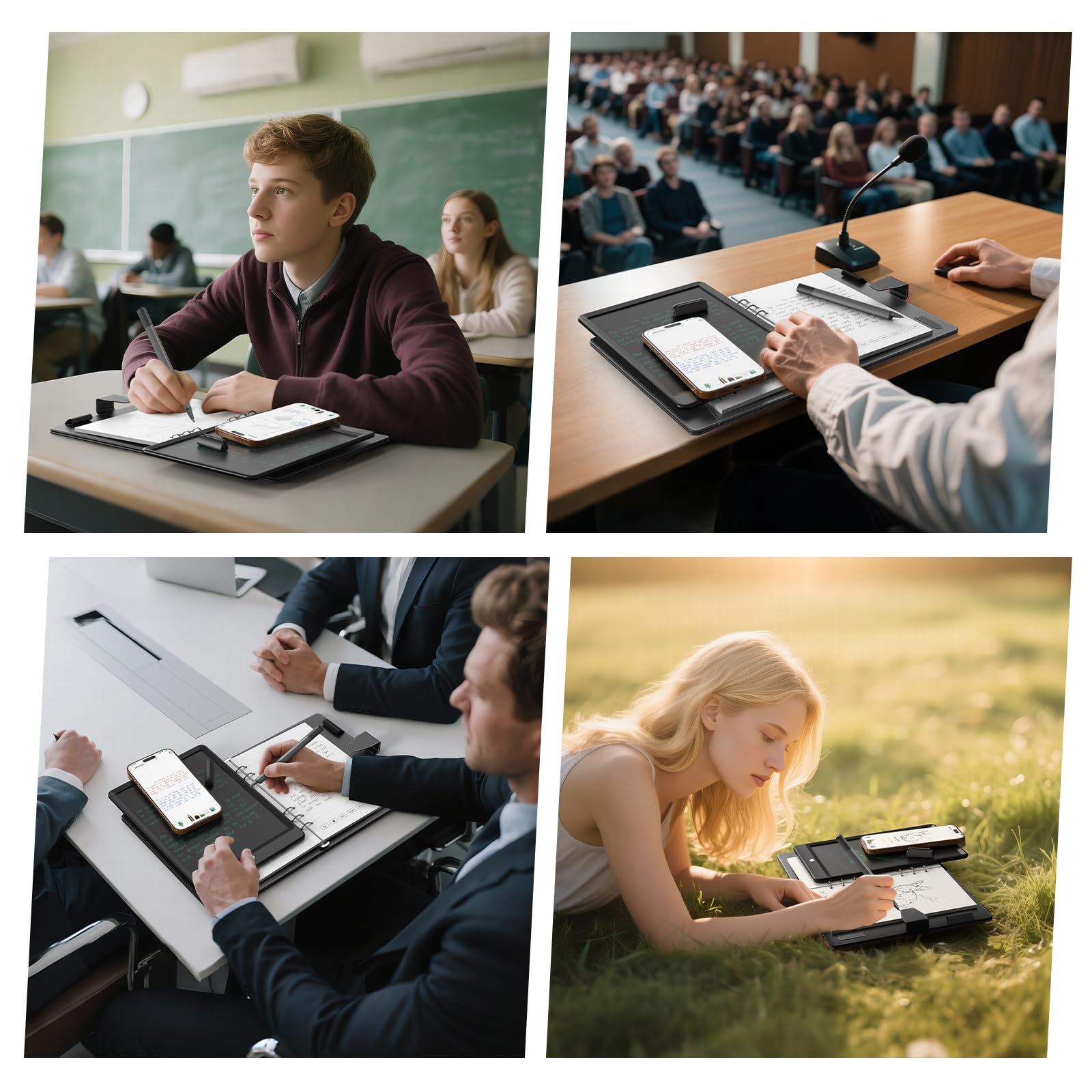 NEWYES Syncpen Set di 4 penne intelligenti con taccuino digitale (riutilizzabile) Bluetooth Wireless OCR penna digitale per studenti, progettisti, uomini d'affari, per prendere appunti, compatibile